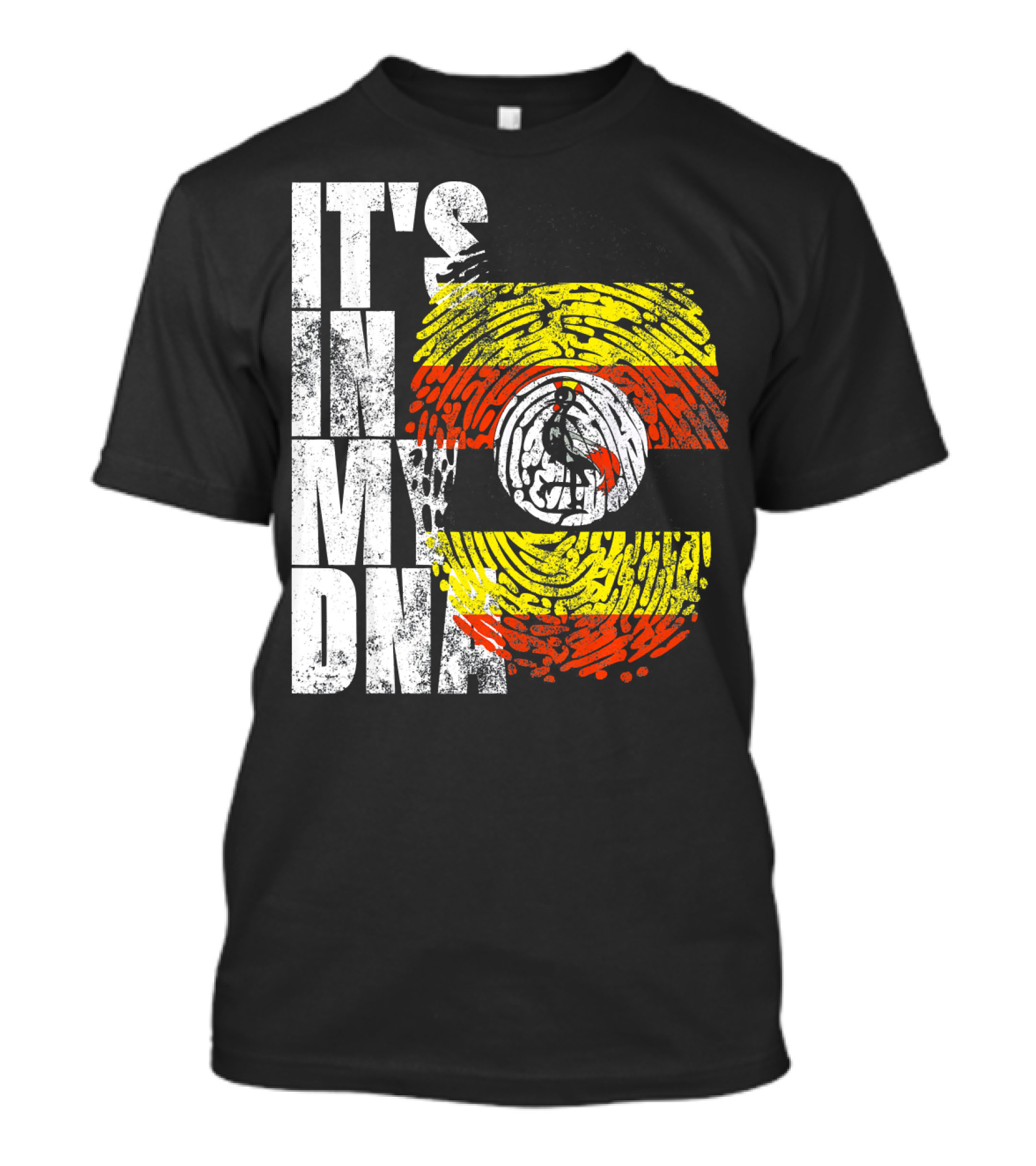 It's In My DNA Uganda African American Flag Fingerprint T-Shirt