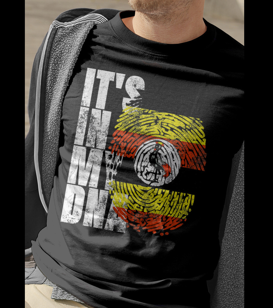 It's In My DNA Uganda African American Flag Fingerprint T-Shirt