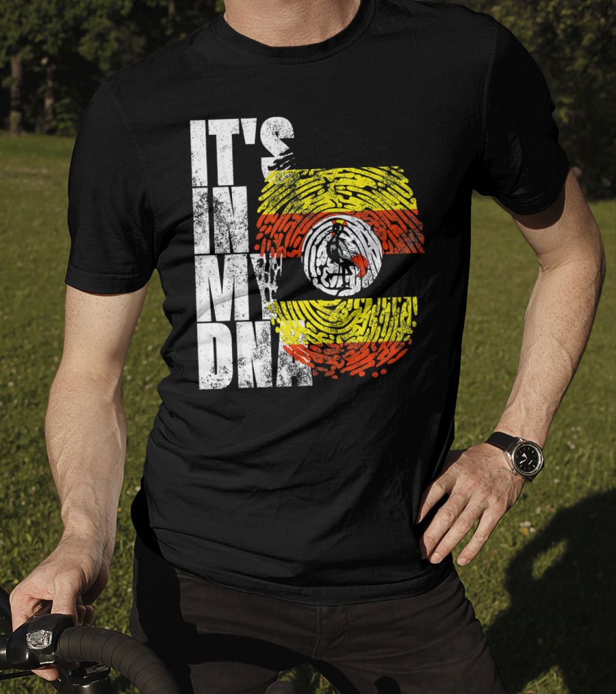 It's In My DNA Uganda African American Flag Fingerprint T-Shirt