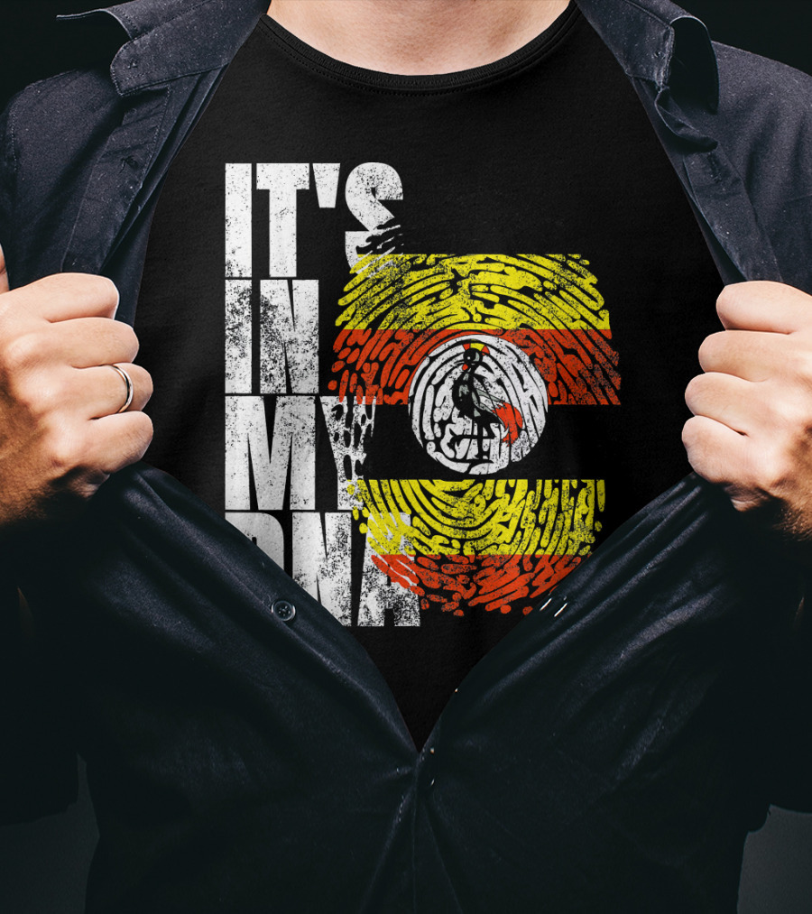 It's In My DNA Uganda African American Flag Fingerprint T-Shirt