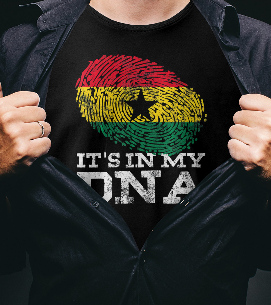 It's In My DNA Ghanaian African Fingerprint Flag T-Shirt