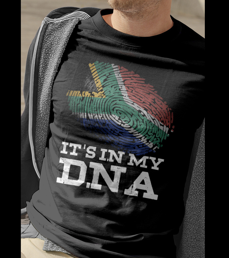 It's In My DNA South African Flag Fingerprint T-Shirt