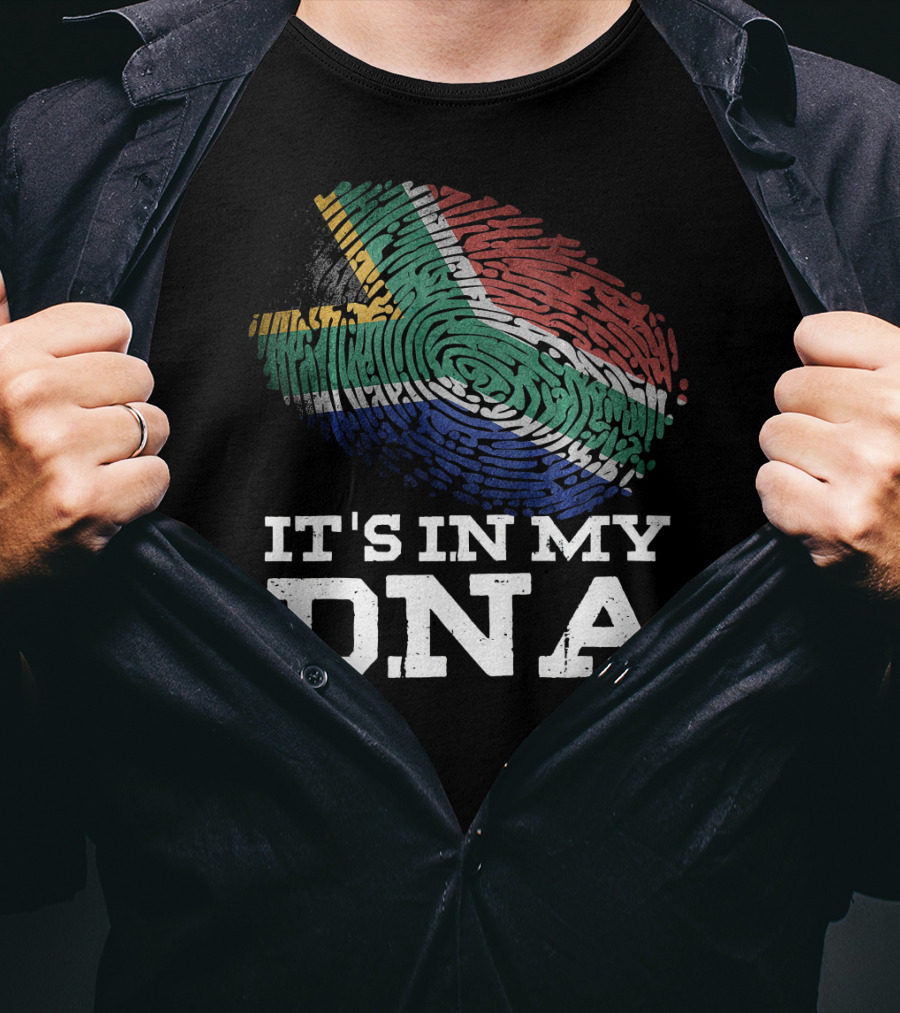 It's In My DNA South African Flag Fingerprint T-Shirt