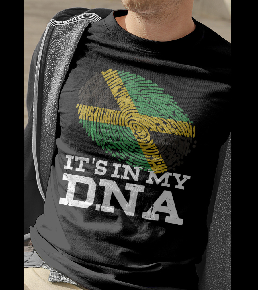 It's In My DNA Jamaican Pride Fingerprint Flag T-Shirt