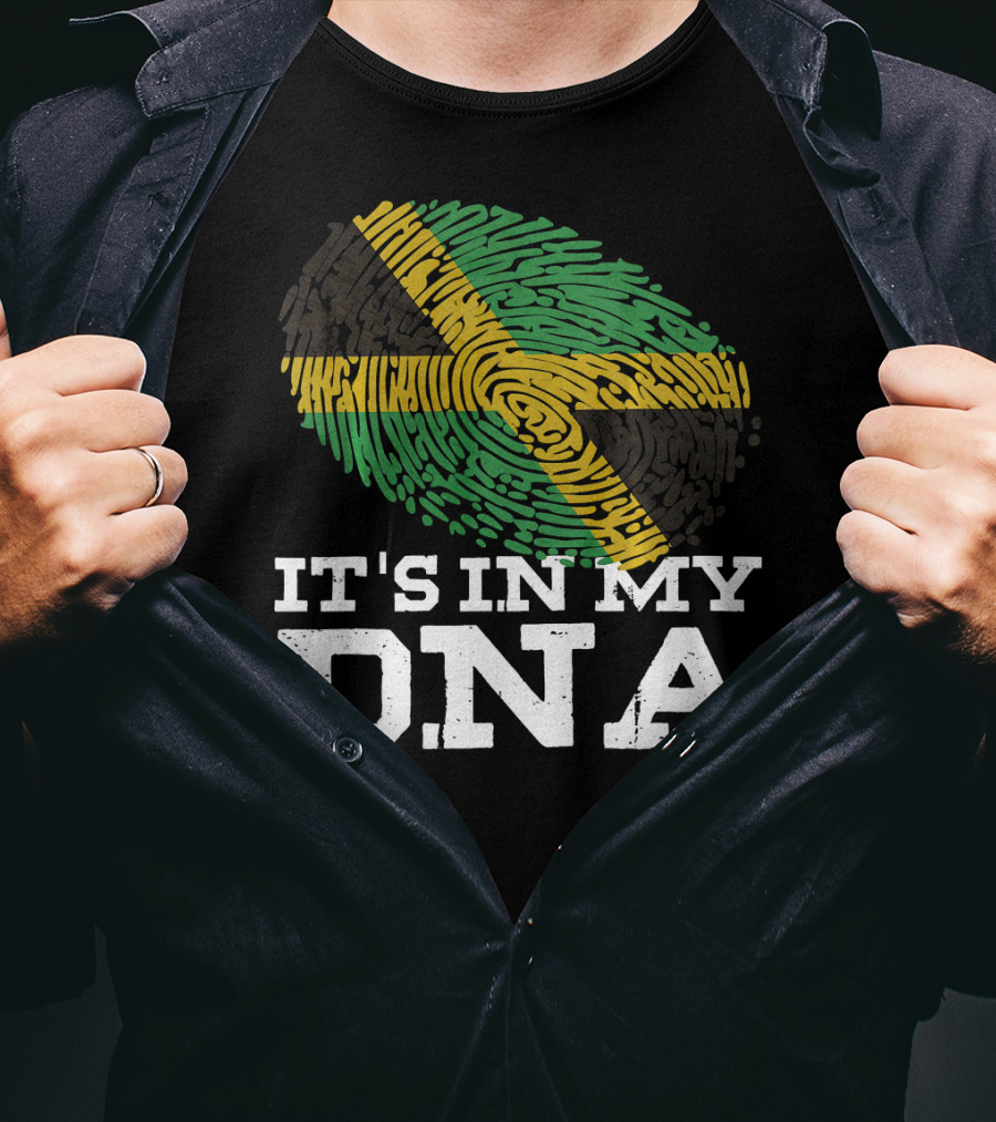 It's In My DNA Jamaican Pride Fingerprint Flag T-Shirt
