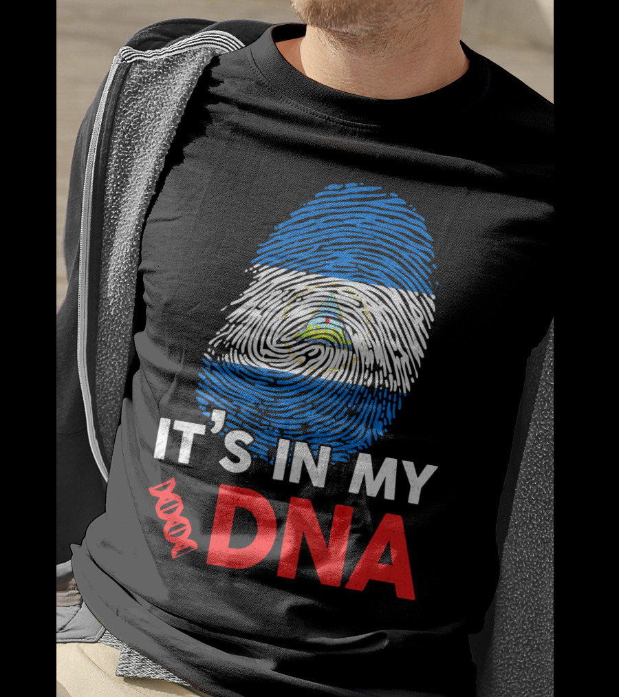 Nicaragua Flag Fingerprint It's In My DNA T-Shirt