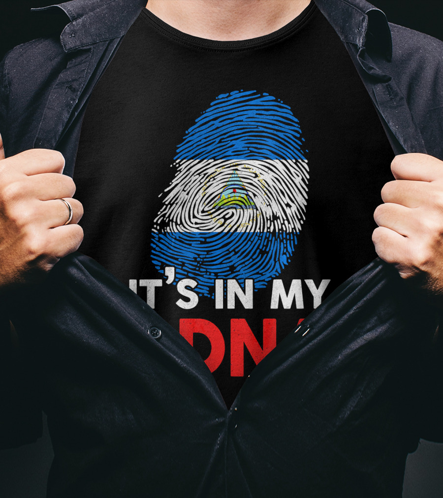 Nicaragua Flag Fingerprint It's In My DNA T-Shirt