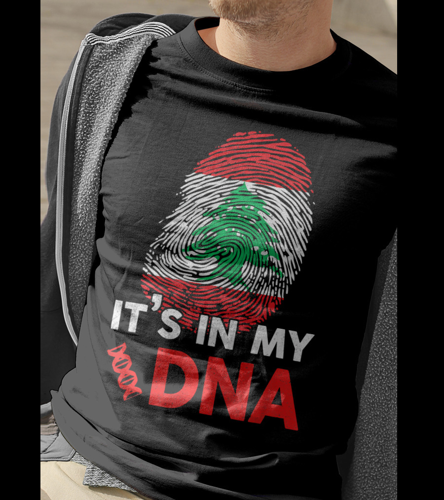 Lebanon It's In My DNA Lebanese Fingerprint Flag T-Shirt