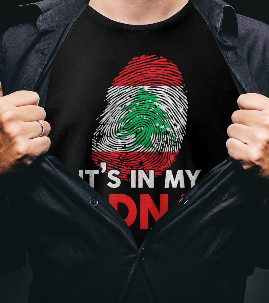 Lebanon It's In My DNA Lebanese Fingerprint Flag T-Shirt