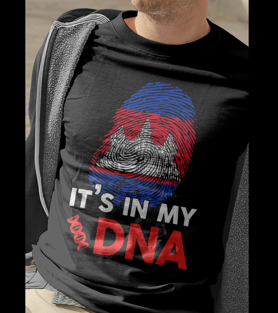 Cambodia It's In My DNA With Angkor Wat Fingerprint T-Shirt