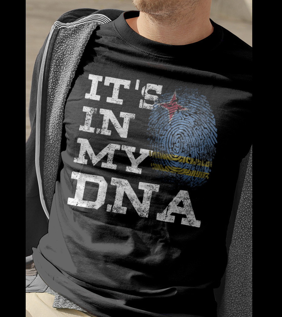 IT'S IN MY DNA Aruban Proud Aruba Flag Fingerprint T-Shirt
