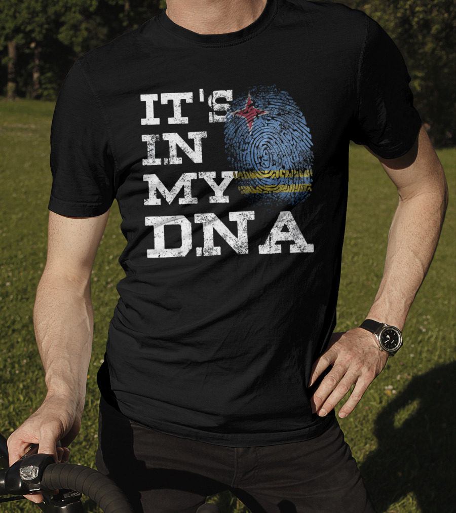 IT'S IN MY DNA Aruban Proud Aruba Flag Fingerprint T-Shirt