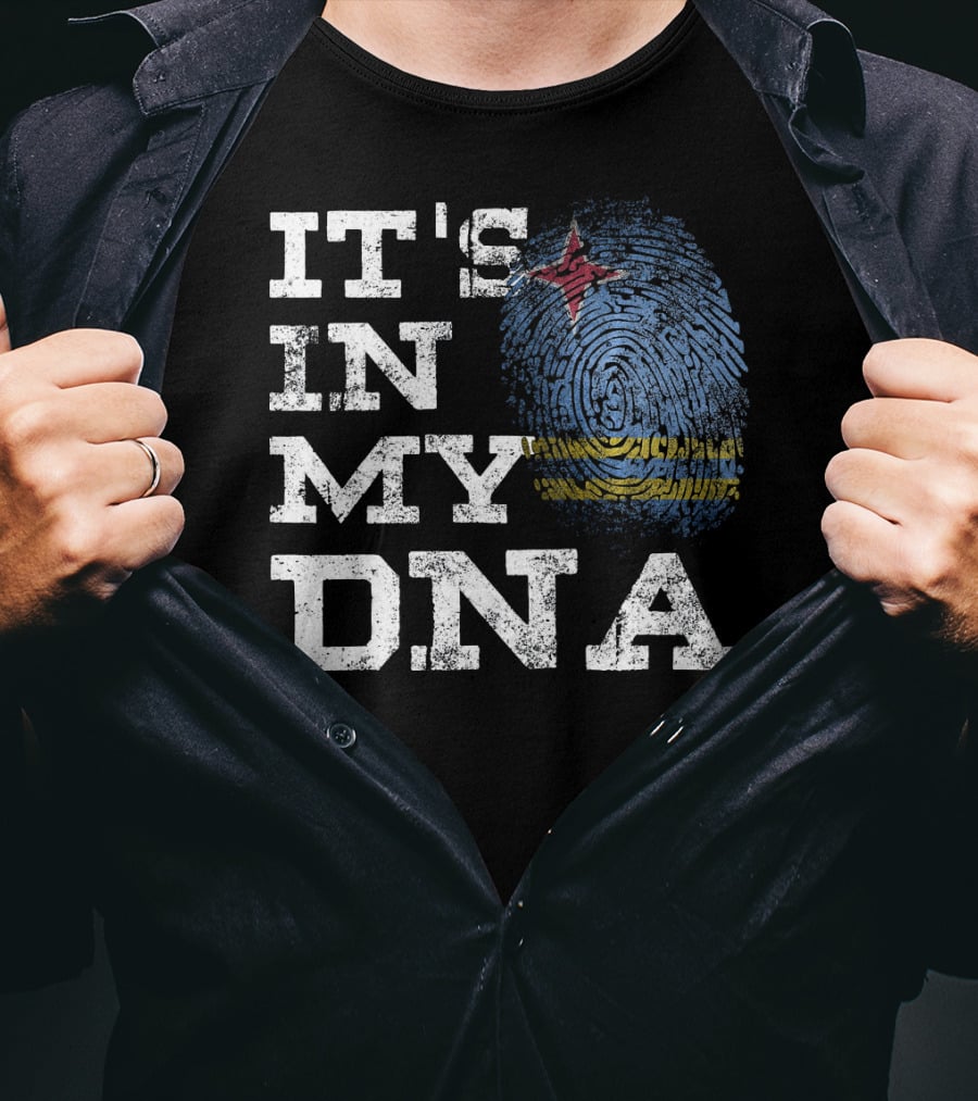 IT'S IN MY DNA Aruban Proud Aruba Flag Fingerprint T-Shirt
