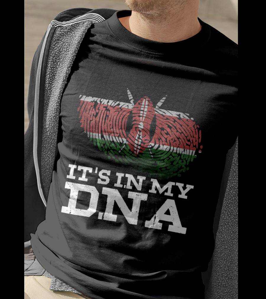 It's In My DNA Kenyan Flag Fingerprint T-Shirt