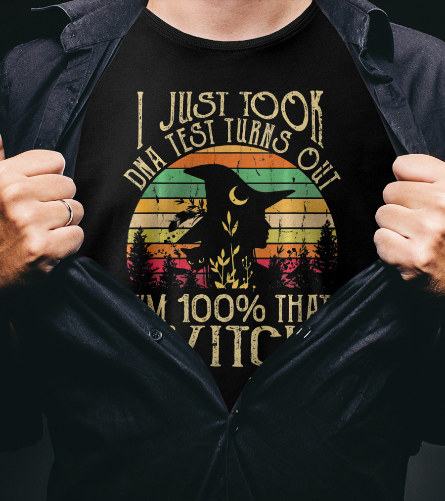 I Just Took A Dna Test Turns Out I'm 100% That Witch Retro Sunset Witch T-Shirt