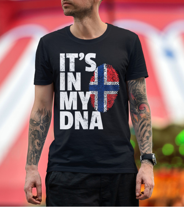 Premium T-Shirt: IT'S IN MY DNA Norwegian Norway Flag Fingerprint Pride T-Shirt IT'S IN MY DNA Norwegian Norway Flag Fingerprint Pride T-Shirt
