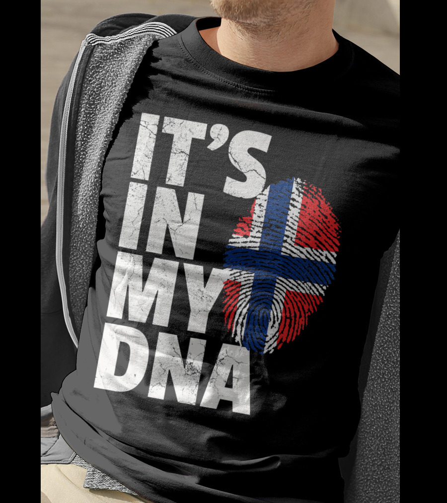 IT'S IN MY DNA Norwegian Norway Flag Fingerprint Pride T-Shirt