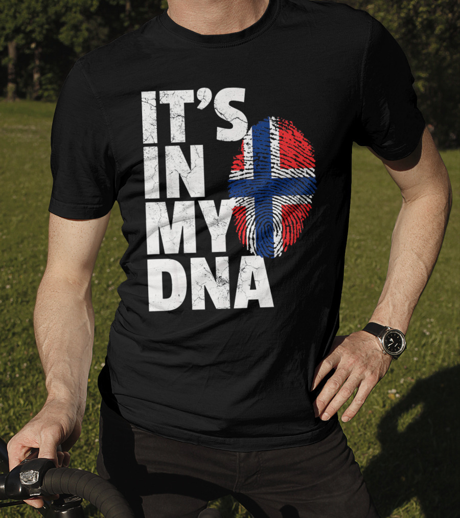 IT'S IN MY DNA Norwegian Norway Flag Fingerprint Pride T-Shirt