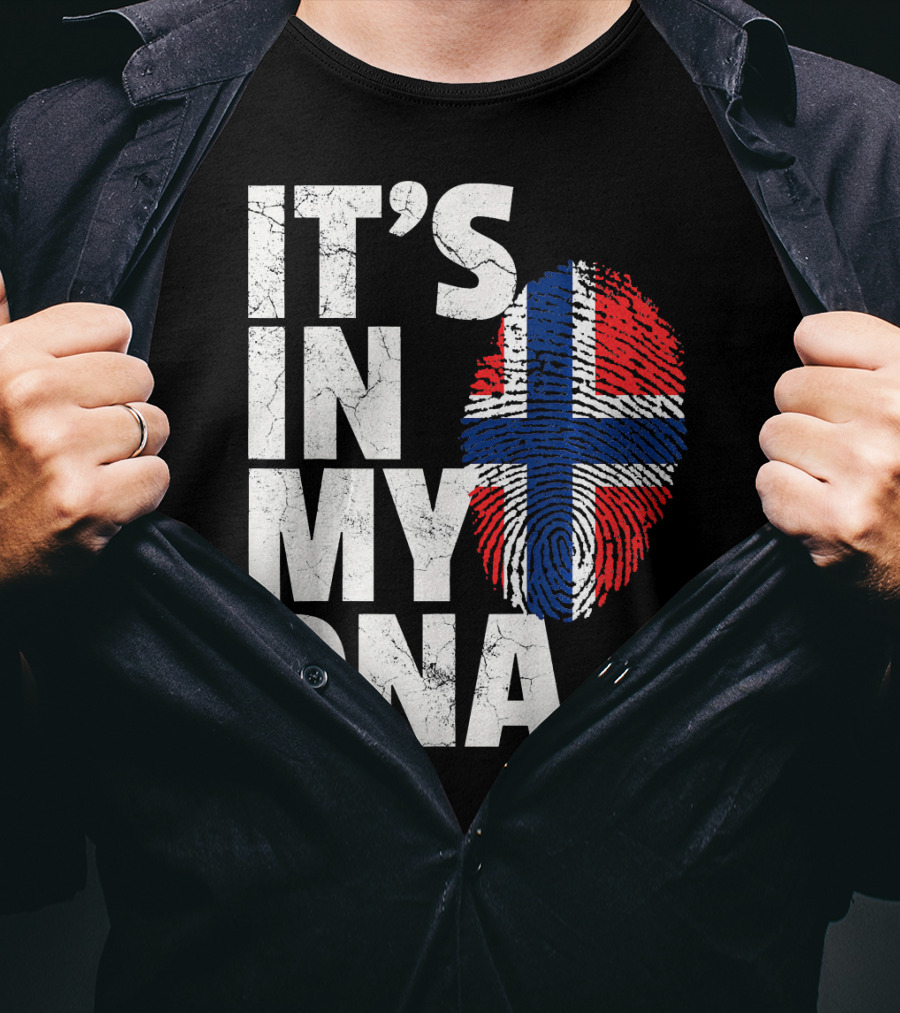 IT'S IN MY DNA Norwegian Norway Flag Fingerprint Pride T-Shirt