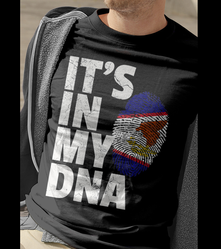 IT'S IN MY DNA American Samoa Flag Samoan Fingerprint T-Shirt
