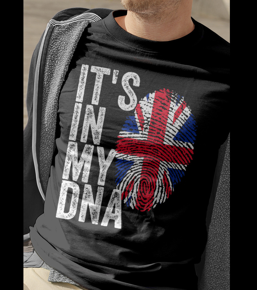 IT'S IN MY DNA UK Union Jack Fingerprint Flag T-Shirt