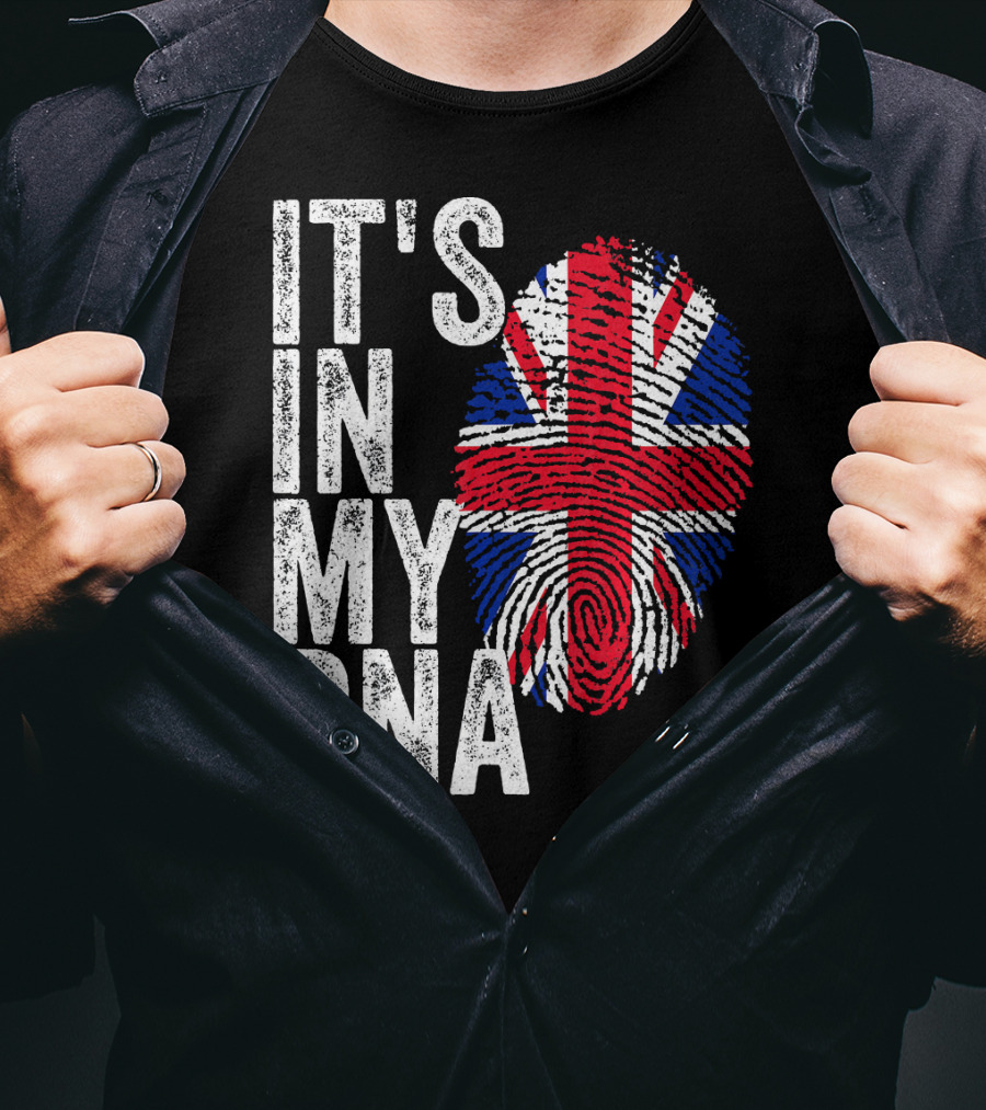 IT'S IN MY DNA UK Union Jack Fingerprint Flag T-Shirt