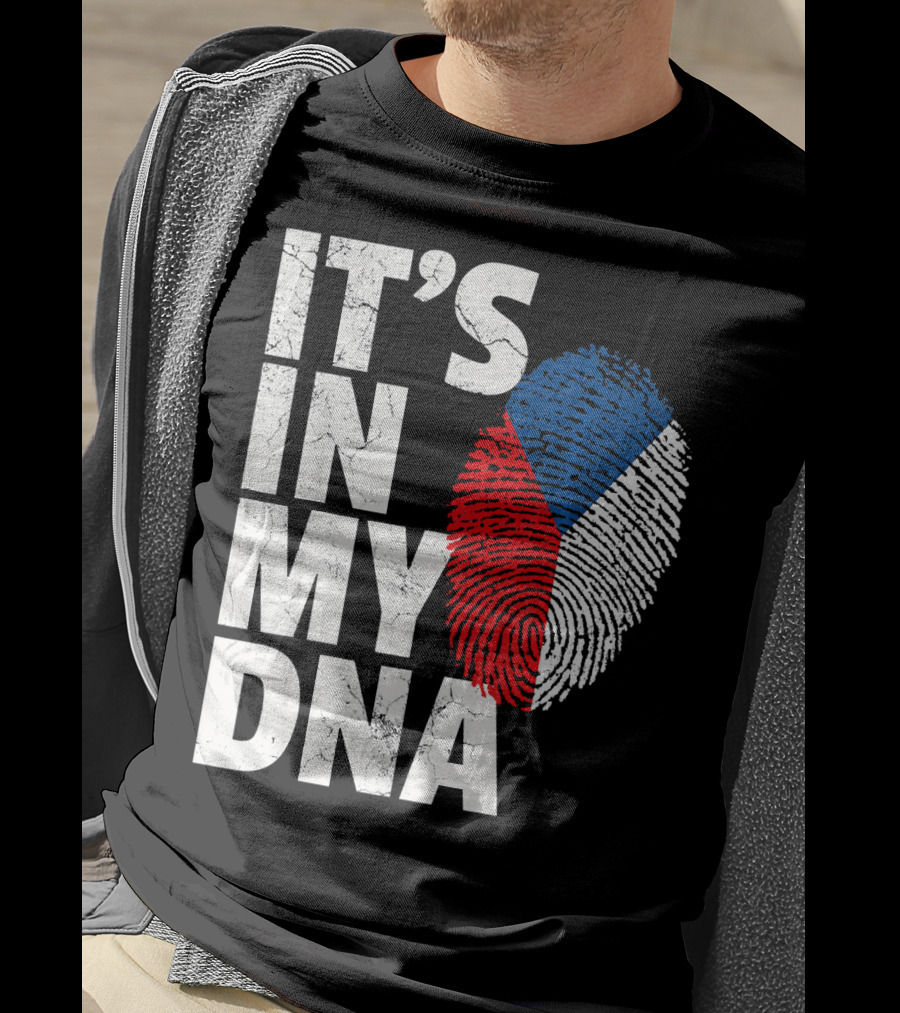 IT'S IN MY DNA Czechia Czech Republic Fingerprint Flag T-Shirt