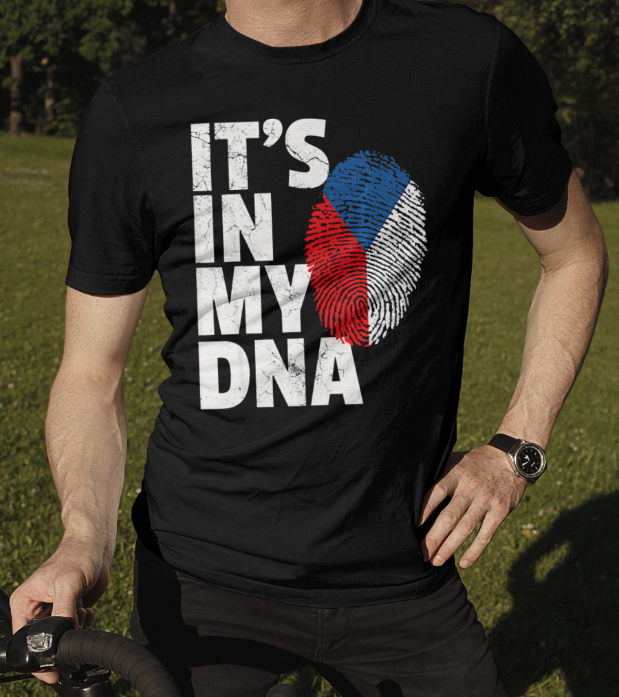 IT'S IN MY DNA Czechia Czech Republic Fingerprint Flag T-Shirt