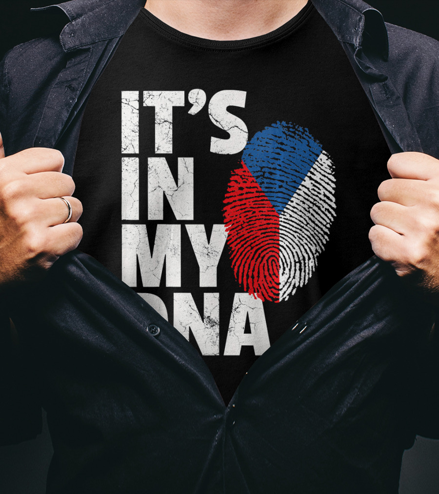 IT'S IN MY DNA Czechia Czech Republic Fingerprint Flag T-Shirt