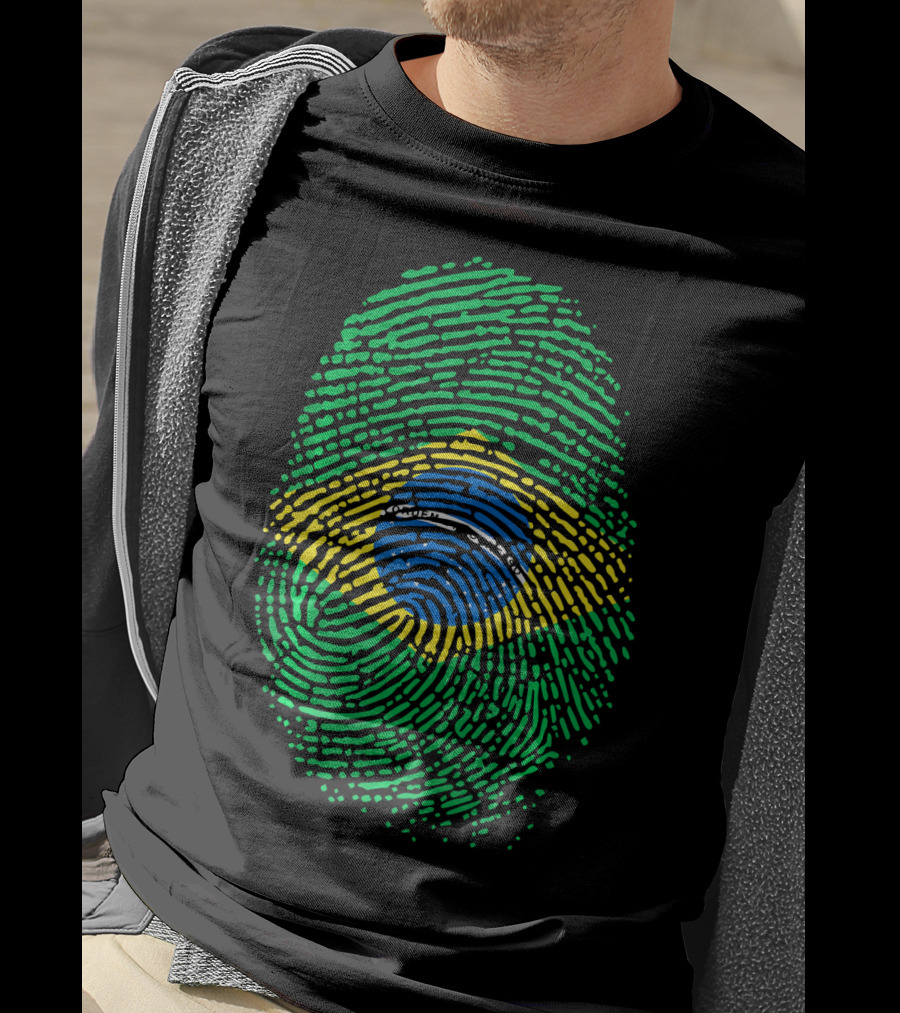 Proud DNA Brasil Flag Thumbprint Brazil T-Shirt