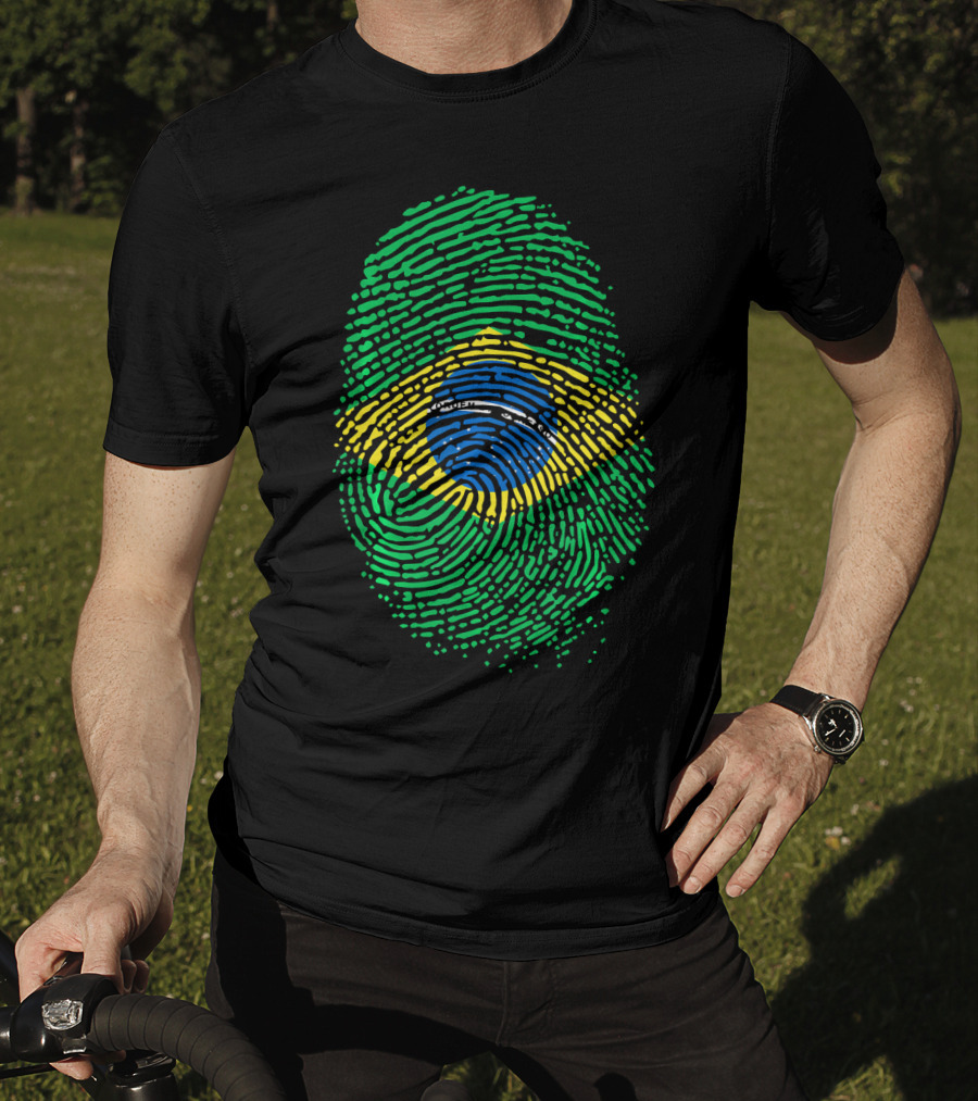 Proud DNA Brasil Flag Thumbprint Brazil T-Shirt