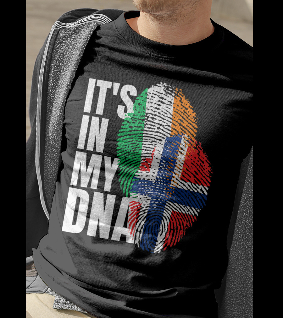 IT'S IN MY DNA Irish Plus Norwegian Mix Heritage Fingerprint T-Shirt