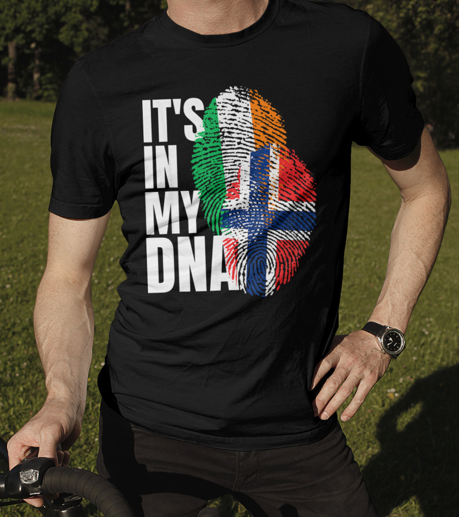 IT'S IN MY DNA Irish Plus Norwegian Mix Heritage Fingerprint T-Shirt