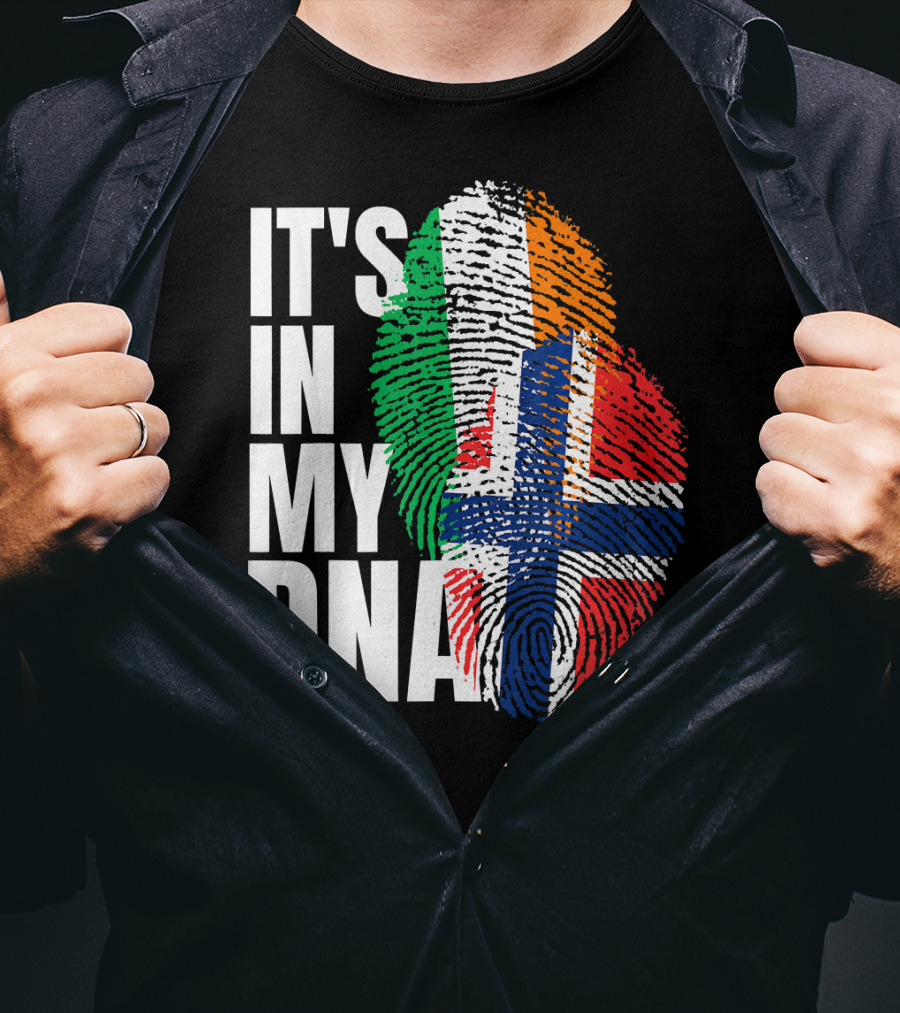 IT'S IN MY DNA Irish Plus Norwegian Mix Heritage Fingerprint T-Shirt