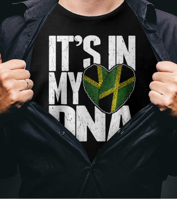 IT'S IN MY DNA Jamaican Flag Heart T-Shirt
