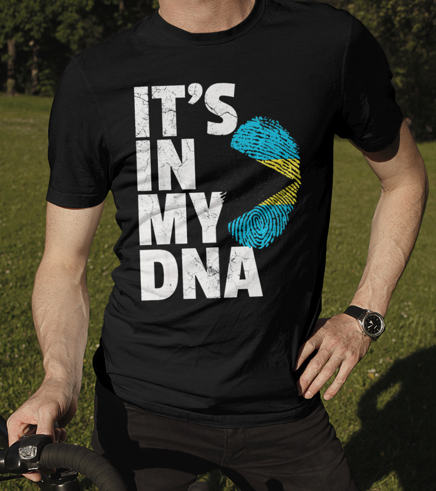 IT'S IN MY DNA Bahamas Bahamian Flag Fingerprint T-Shirt
