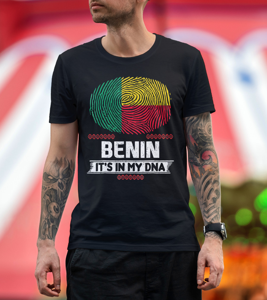 Benin It's In My DNA Beninese Flag Fingerprint T-Shirt