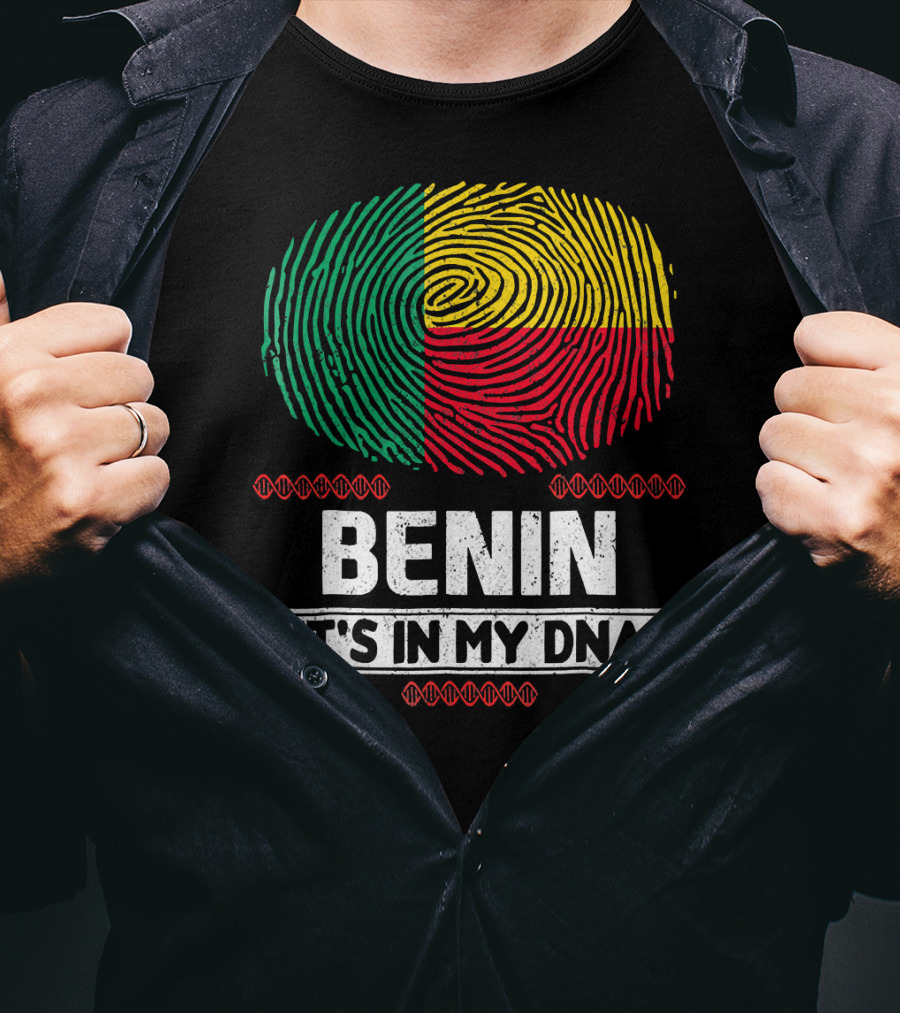 Benin It's In My DNA Beninese Flag Fingerprint T-Shirt
