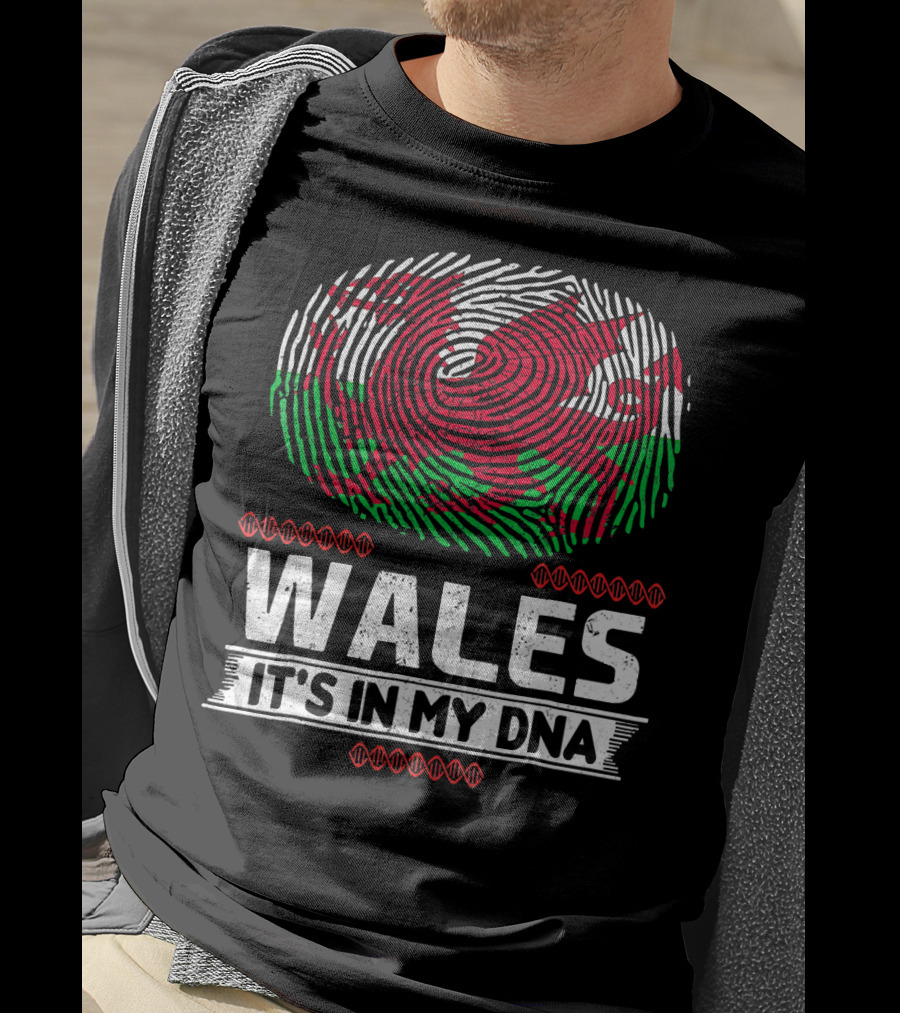 Wales It's In My DNA Welsh Flag Fingerprint T-Shirt