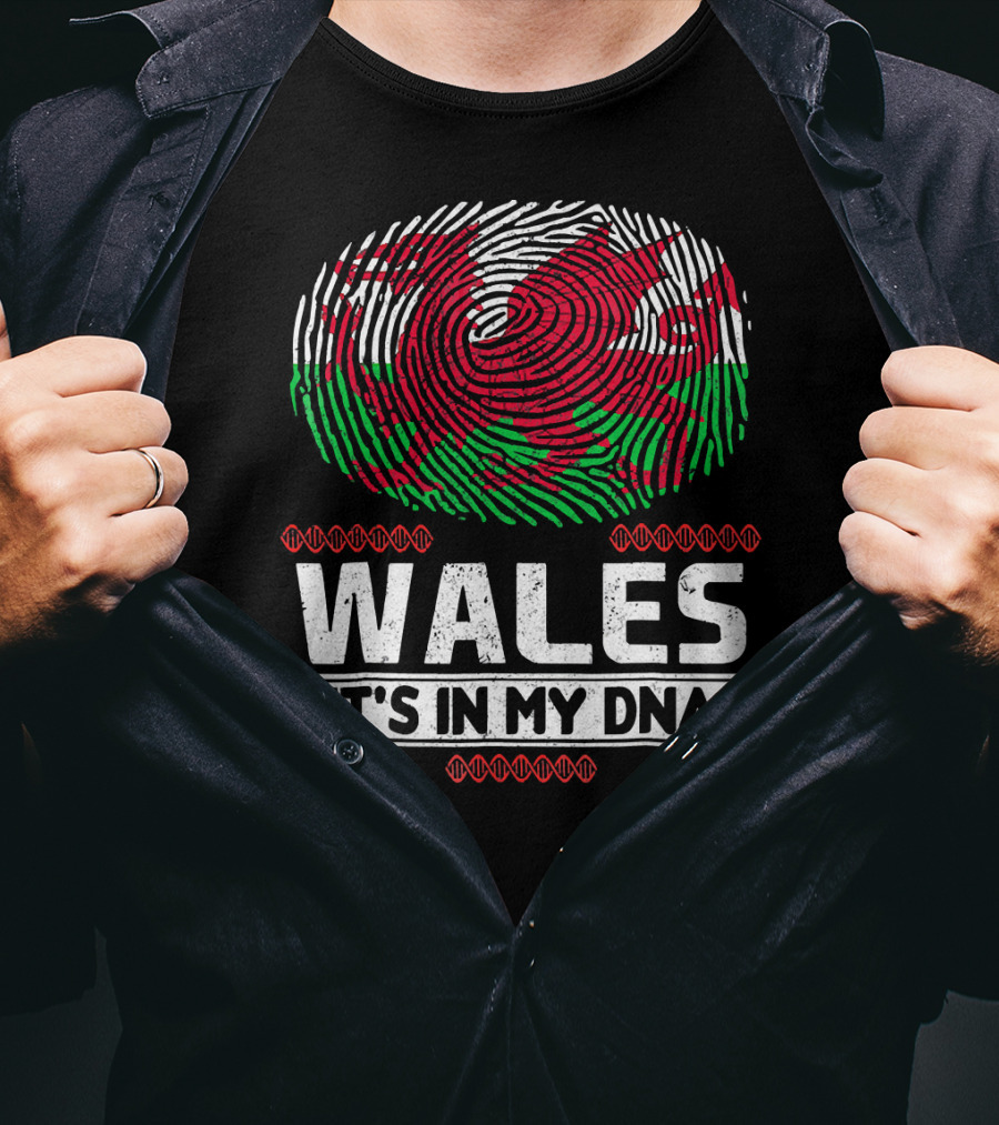 Wales It's In My DNA Welsh Flag Fingerprint T-Shirt