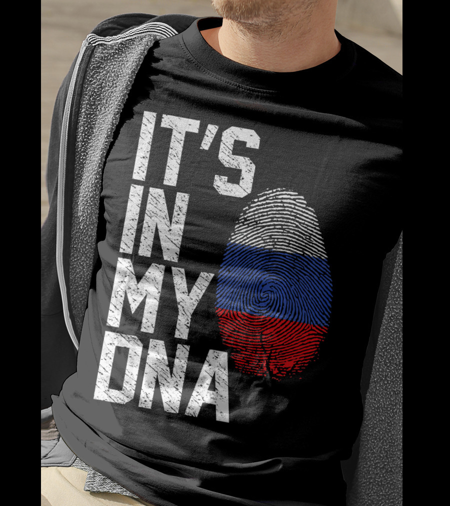 IT'S IN MY DNA Russia Flag Fingerprint T-Shirt