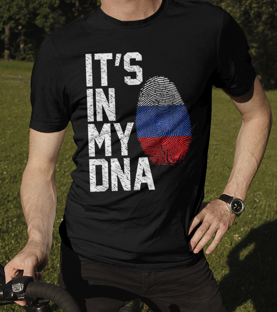 IT'S IN MY DNA Russia Flag Fingerprint T-Shirt