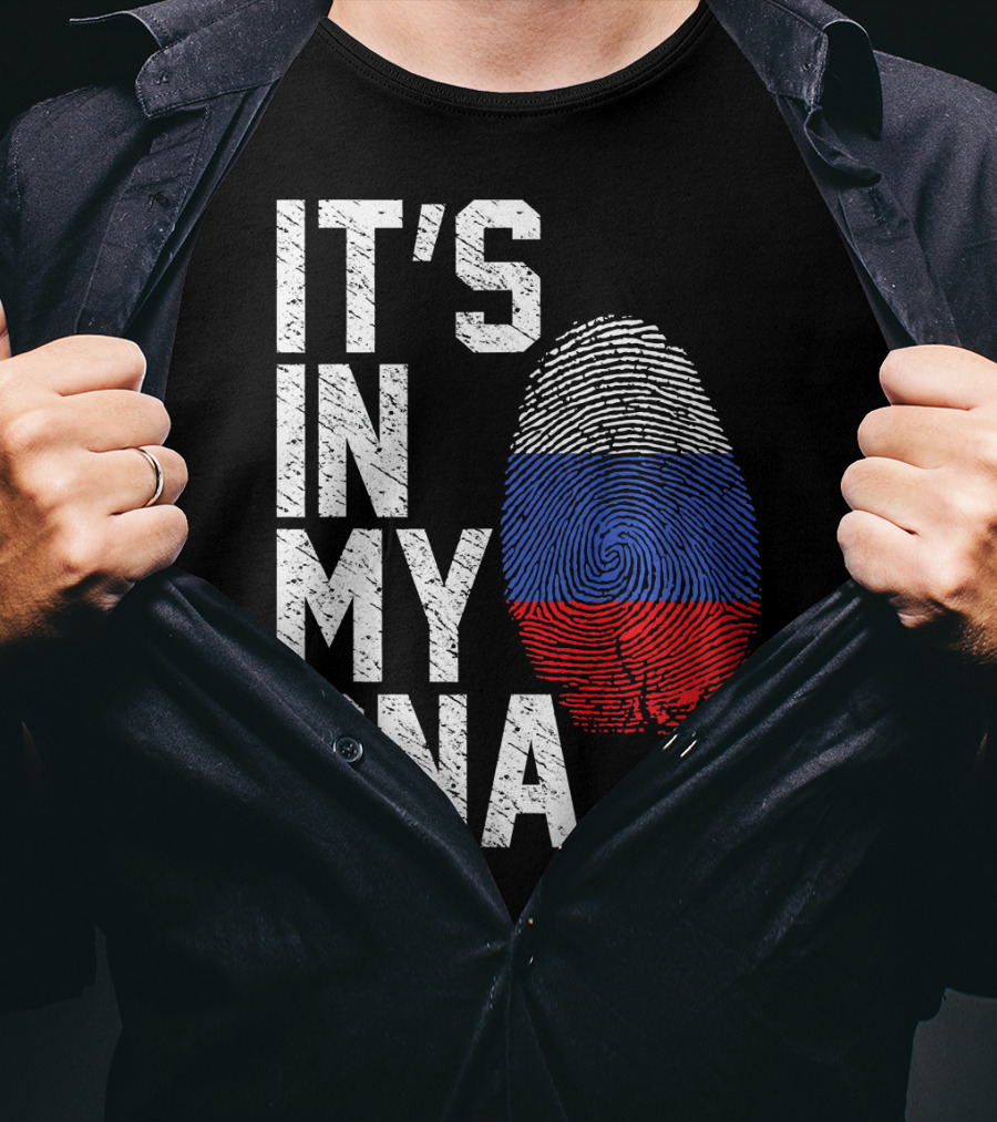 IT'S IN MY DNA Russia Flag Fingerprint T-Shirt