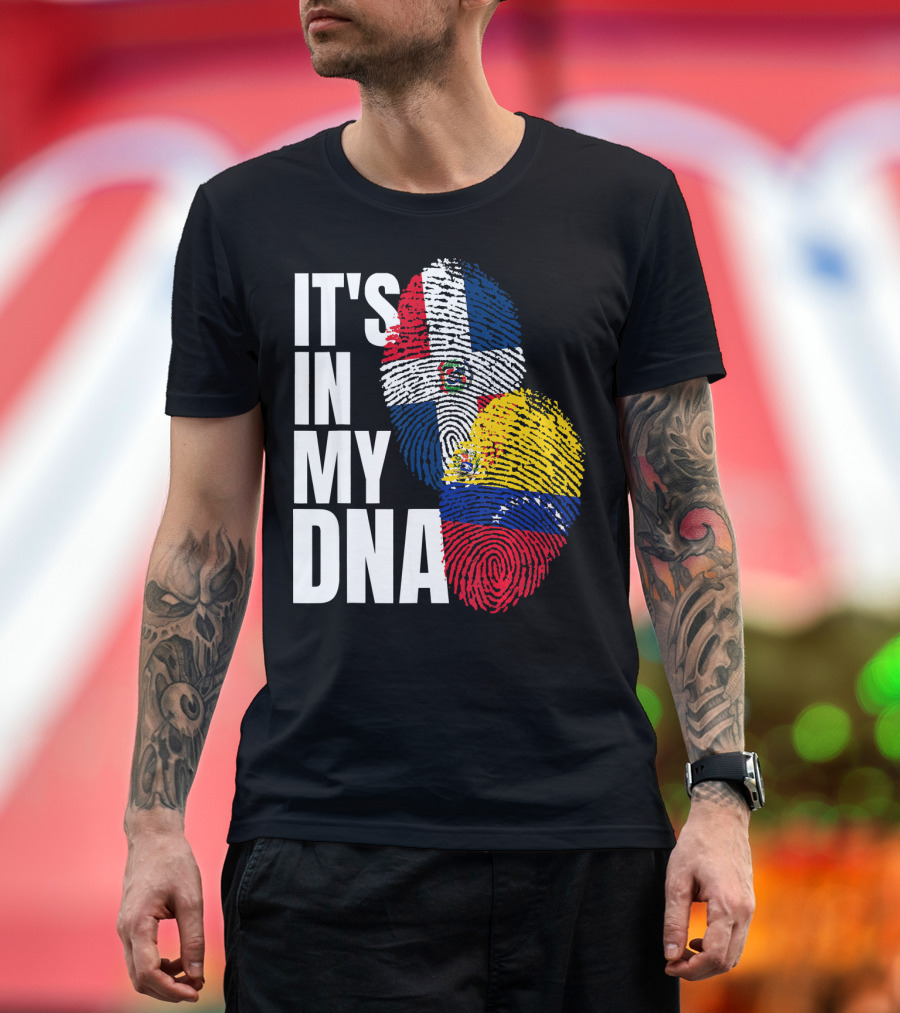 It's In My DNA Dominican Venezuelan Fingerprint Flags T-Shirt