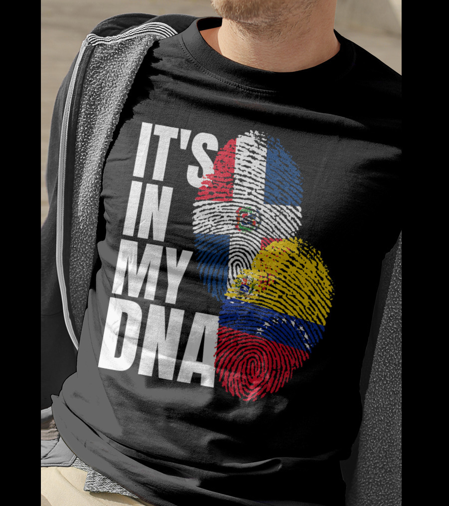 It's In My DNA Dominican Venezuelan Fingerprint Flags T-Shirt