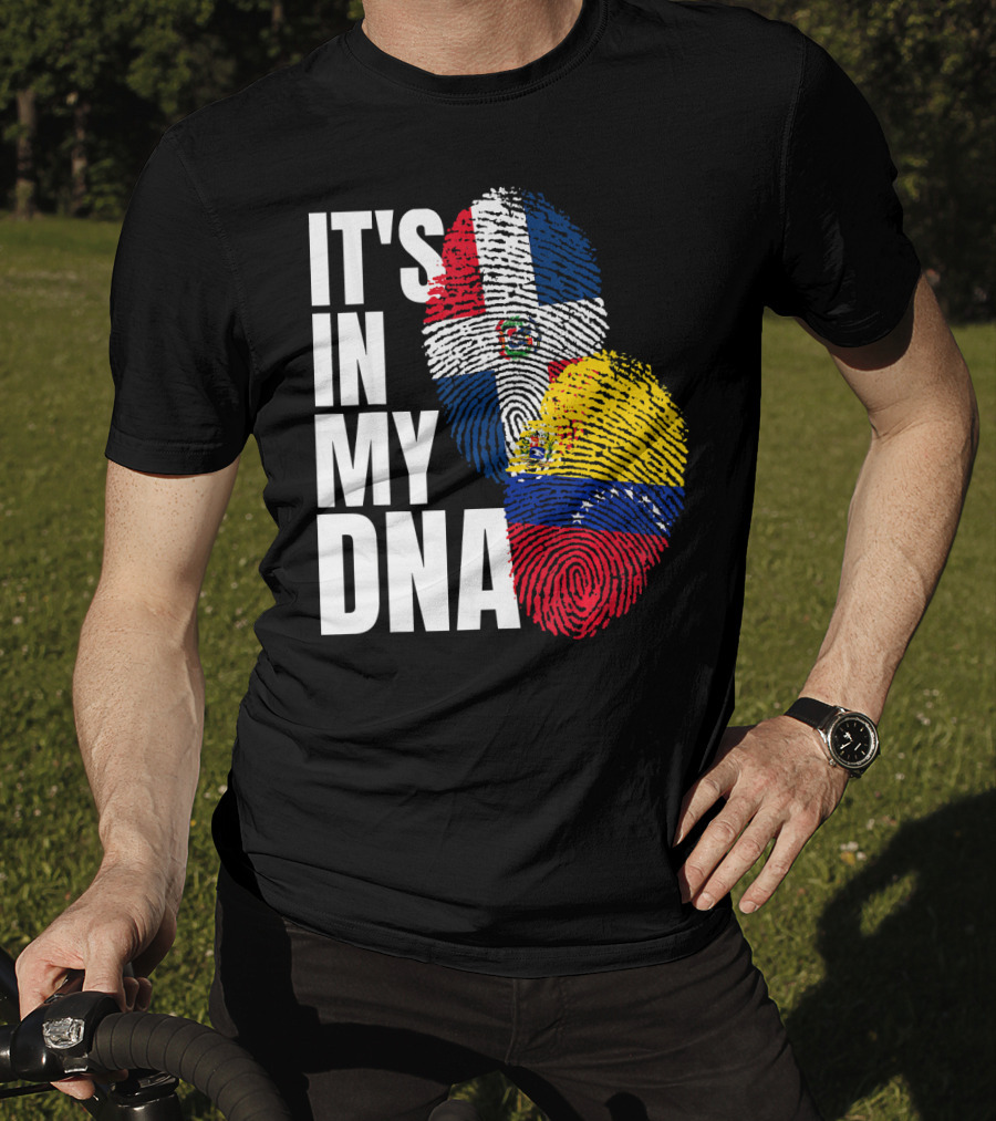 It's In My DNA Dominican Venezuelan Fingerprint Flags T-Shirt
