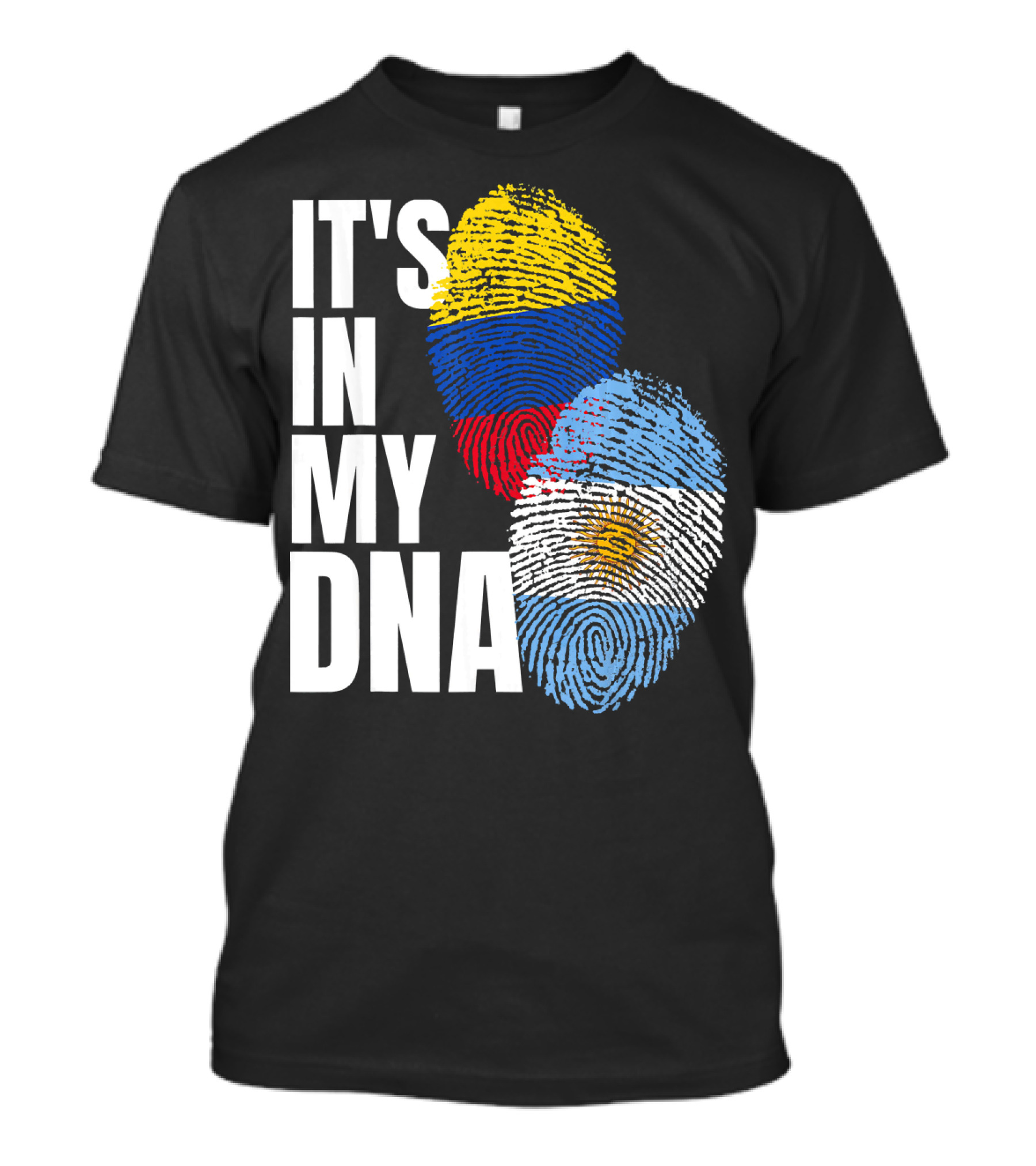 IT'S IN MY DNA Colombian And Argentinian Flags Fingerprint T-Shirt
