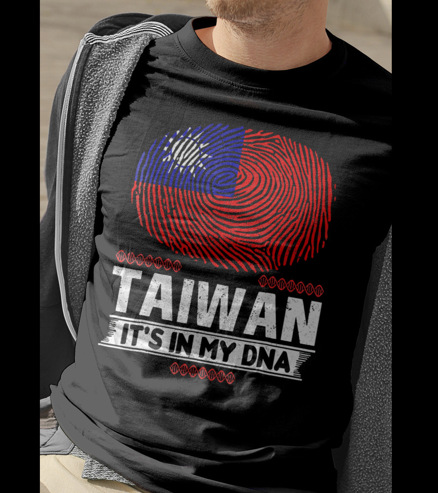 TAIWAN IT'S IN MY DNA Fingerprint Taiwanese Flag T-Shirt