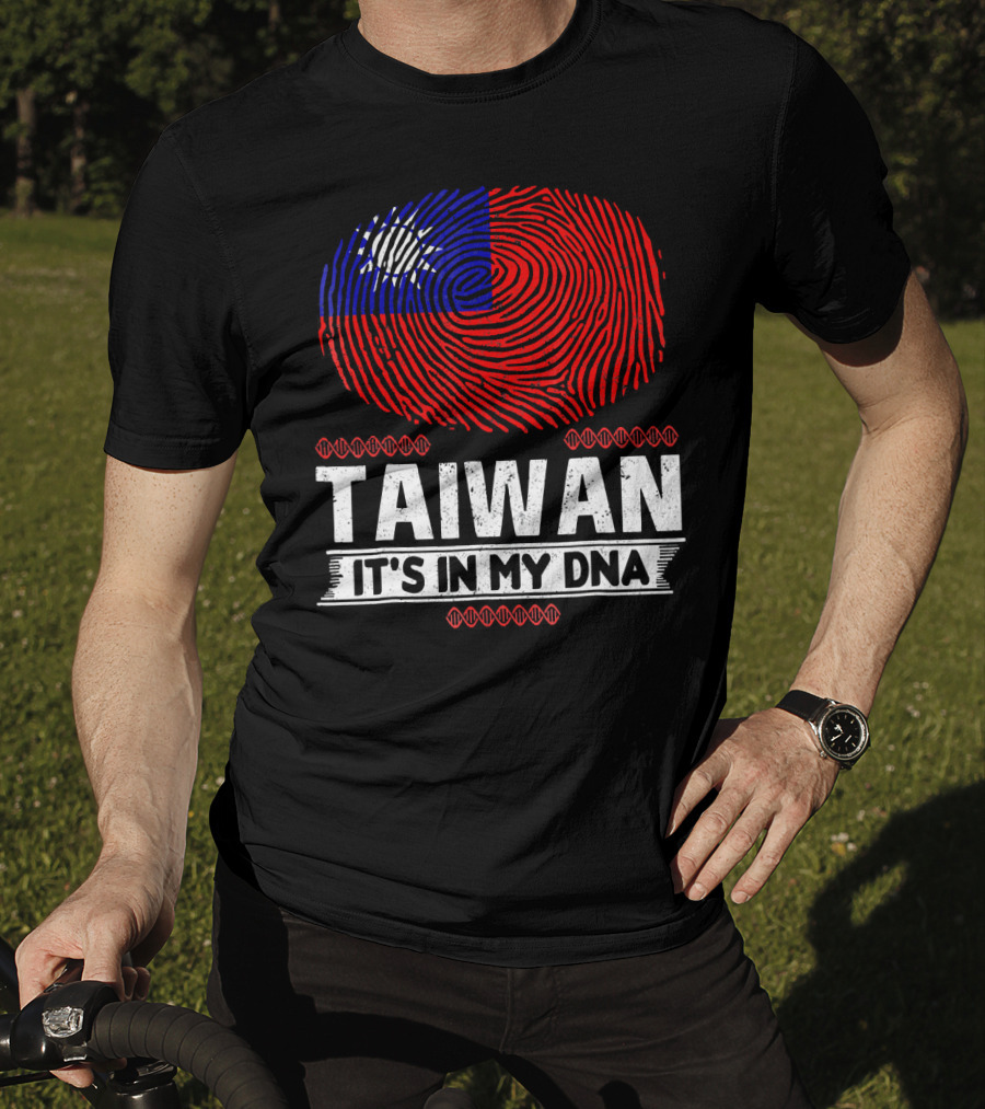 TAIWAN IT'S IN MY DNA Fingerprint Taiwanese Flag T-Shirt