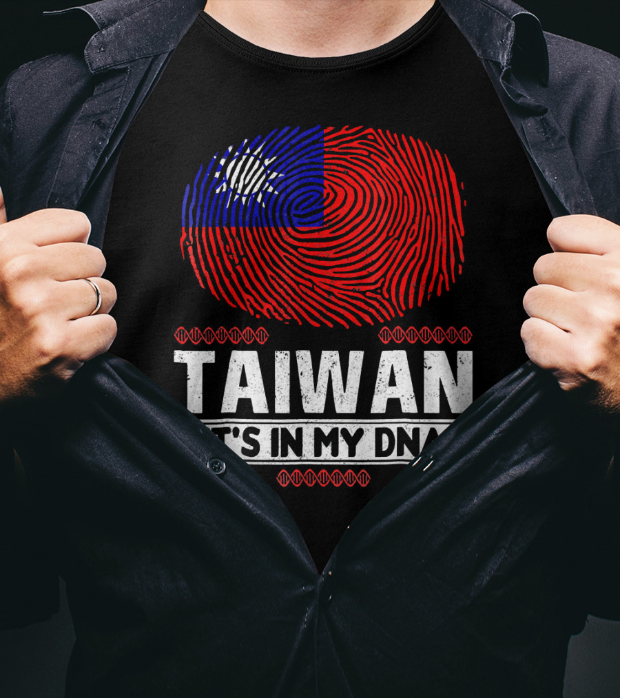 TAIWAN IT'S IN MY DNA Fingerprint Taiwanese Flag T-Shirt
